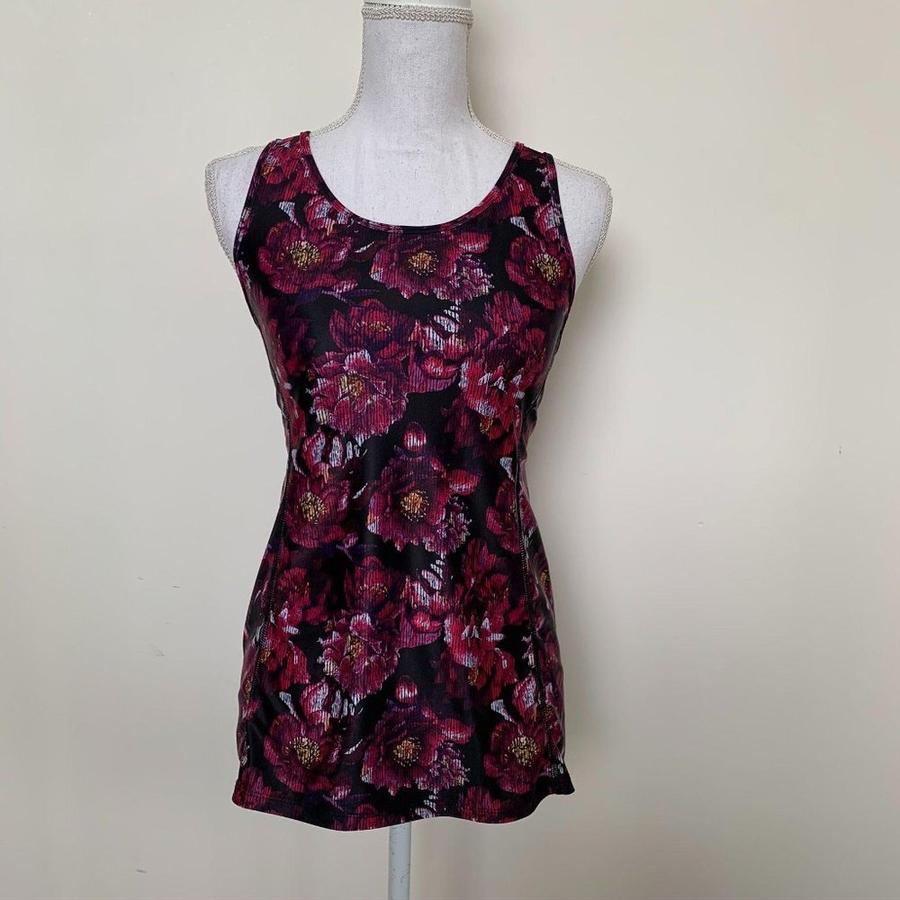 Peach Sz M Womens Tank Top Floral razor back